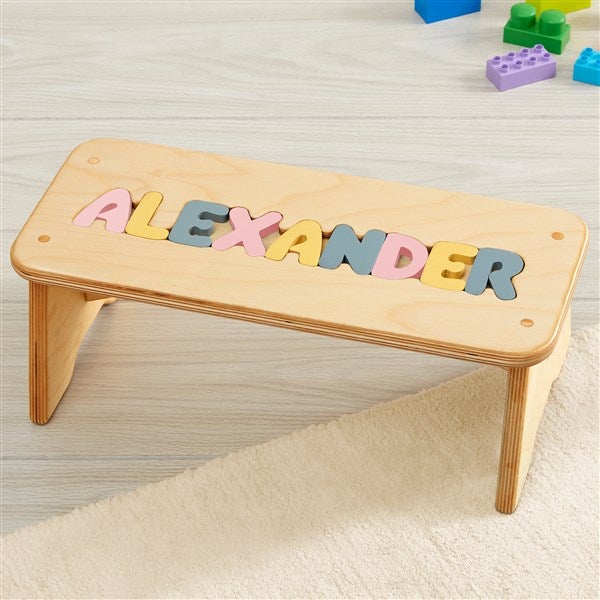 Pink Pastel Name Personalized Name Puzzle Stools - 36613D