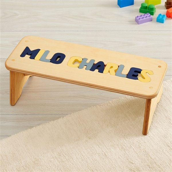 Navy Mix Name Personalized Name Puzzle Stools - 36614D