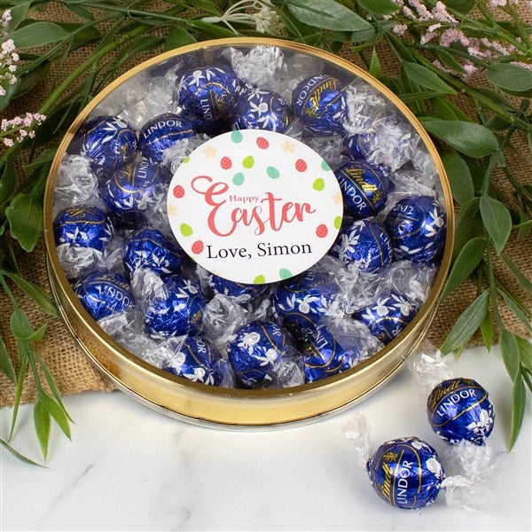 Happy Easter Personalized Lindt Truffles Gift Tins - 36647D