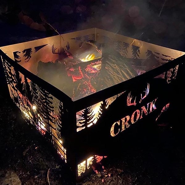 Deer Scene Personalized 31" Fire Pit Square Ring