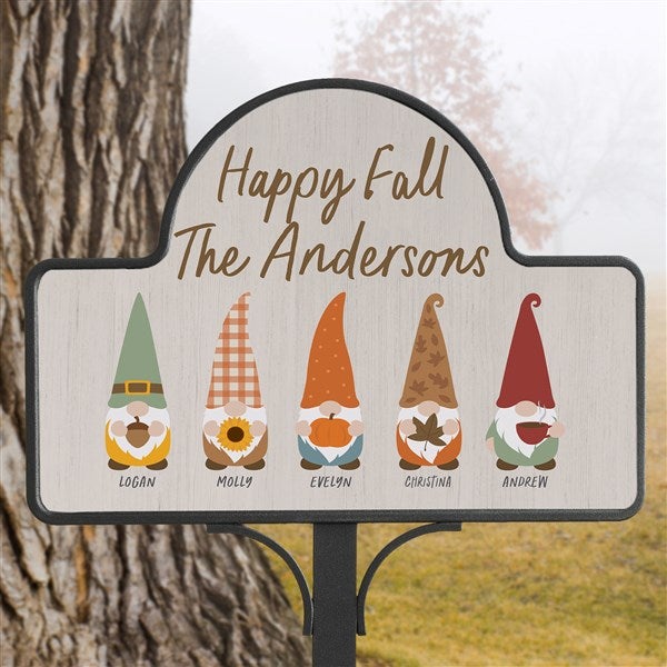 Personalized Magnetic Garden Sign - Fall Gnomes - 36699