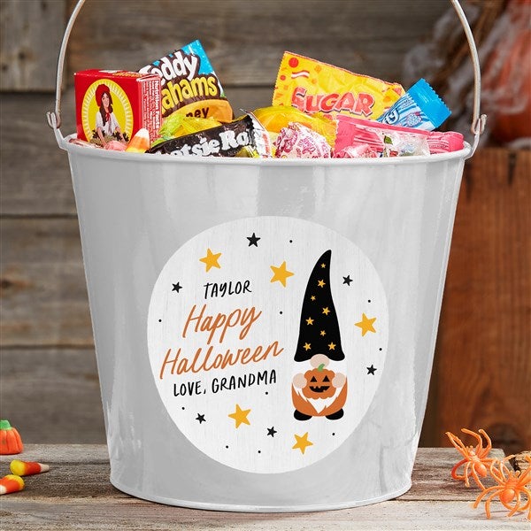 Halloween Gnome Personalized Halloween Treat Bucket  - 36719