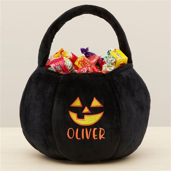 Jack-o'-Lantern Embroidered Plush Halloween Treat Bag  - 36760