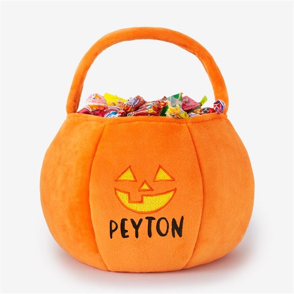 Jack-o'-Lantern Embroidered Plush Halloween Treat Bag  - 36760