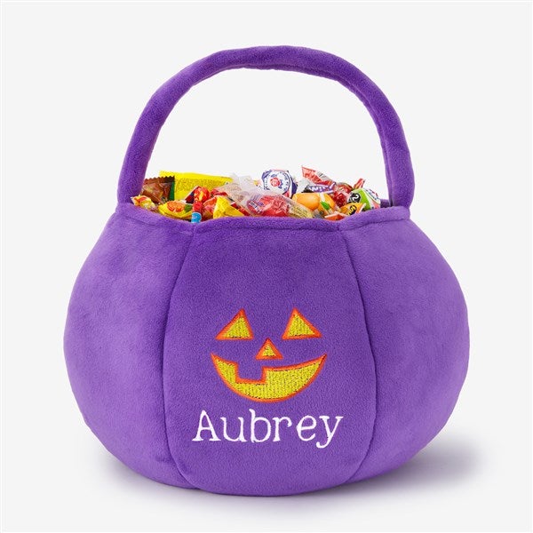 Jack-o'-Lantern Embroidered Plush Halloween Treat Bag  - 36760