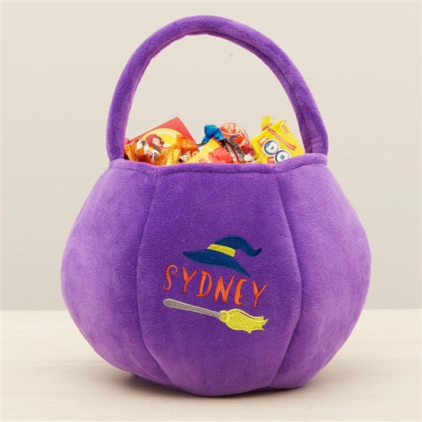 Witch Embroidered Plush Halloween Treat Bag  - 36763