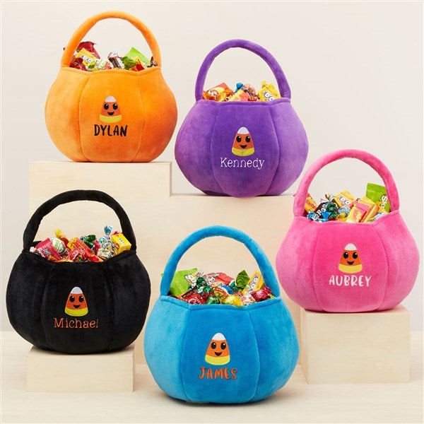 Candy Corn Embroidered Plush Halloween Treat Bag  - 36764
