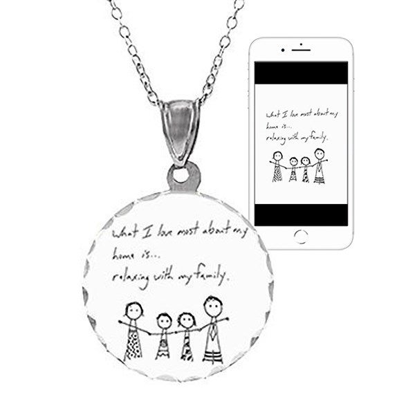 Personalized Handwritten Round Charm Necklace  - 36769D