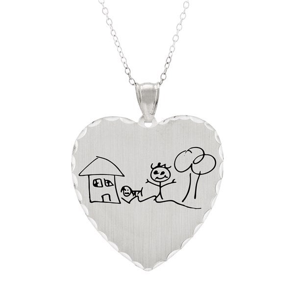 Personalized Handwritten Heart Charm Necklace  - 36771D