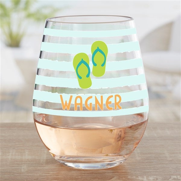 Personalized Tritan Unbreakable Wine Glass - Beach Fun - 36778