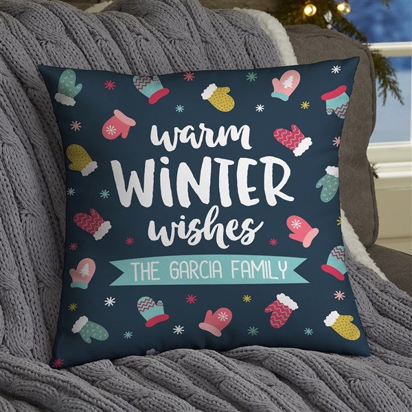 Personalized Throw Pillow - Warm Winter Wishes - 36792