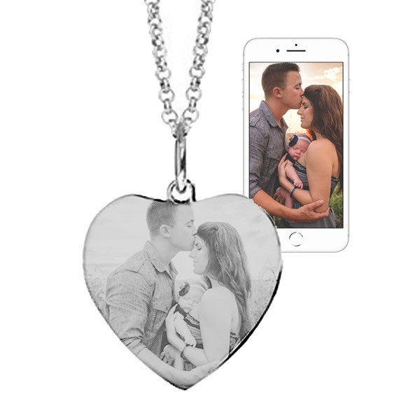 Personalized Photo Heart Pendant Necklaces - 36815D