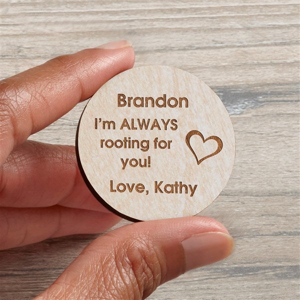 Personalized Wood Pocket Token - His Loving Heart - 36836