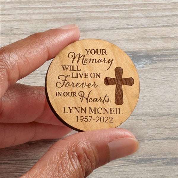 Your Memory Lives Forever Memorial Personalized Wood Pocket Token  - 36841