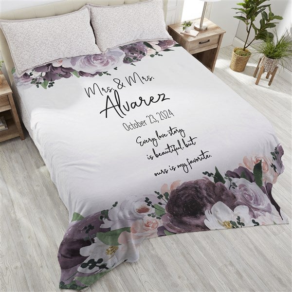 Colorful Floral Personalized Wedding Blankets - 36862