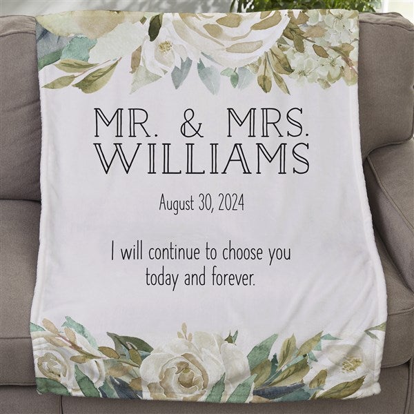 Colorful Floral Personalized Wedding Blankets - 36862