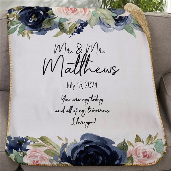 Colorful Floral Personalized Wedding Blankets - 36862