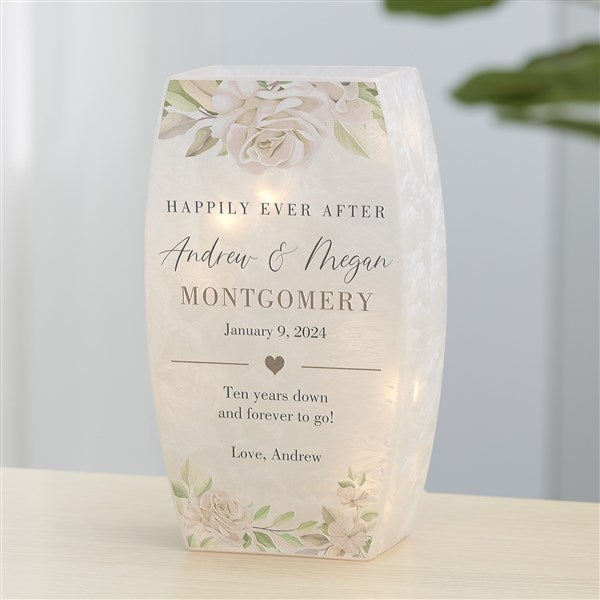 Floral Anniversary Personalized Small Frosted Tabletop Light  - 36863