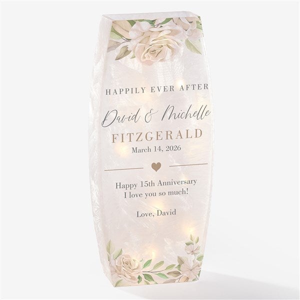 Floral Anniversary Personalized Small Frosted Tabletop Light  - 36863