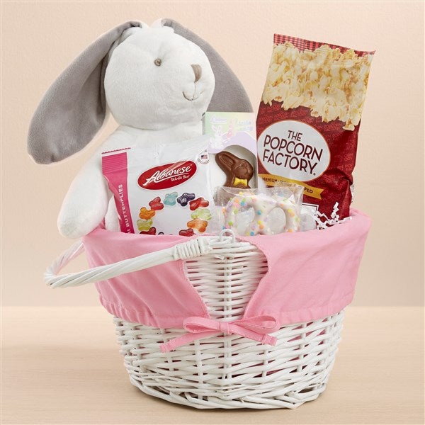 Personalized Willow Easter Basket & Treats Gift Set Light Pink