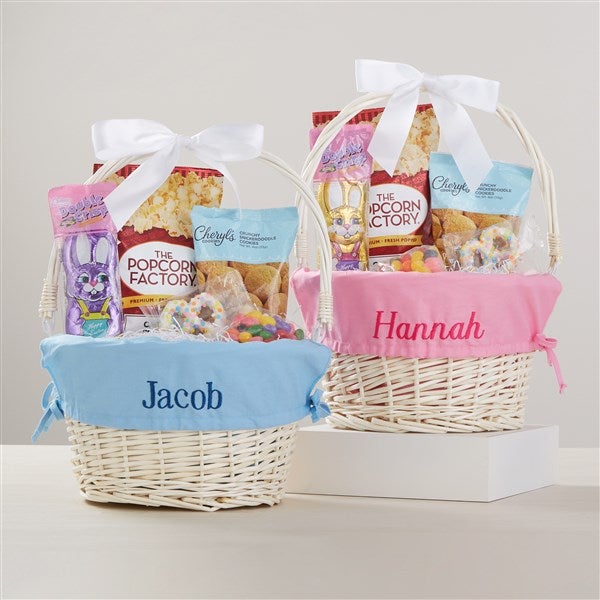 Personalized Willow Easter Basket & Treats Gift Set Light Pink