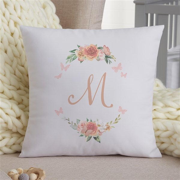 Butterfly Kisses Baby Girl Personalized Throw Pillows - 36895
