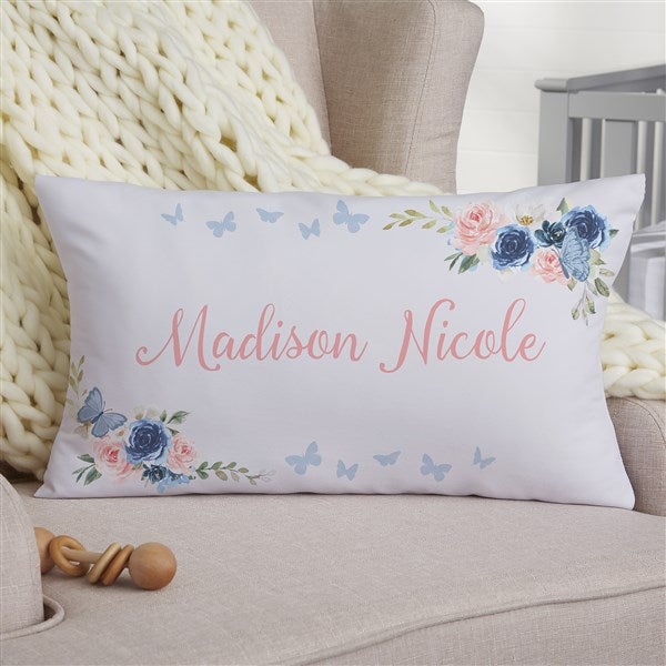 Butterfly Kisses Baby Girl Personalized Throw Pillows - 36895