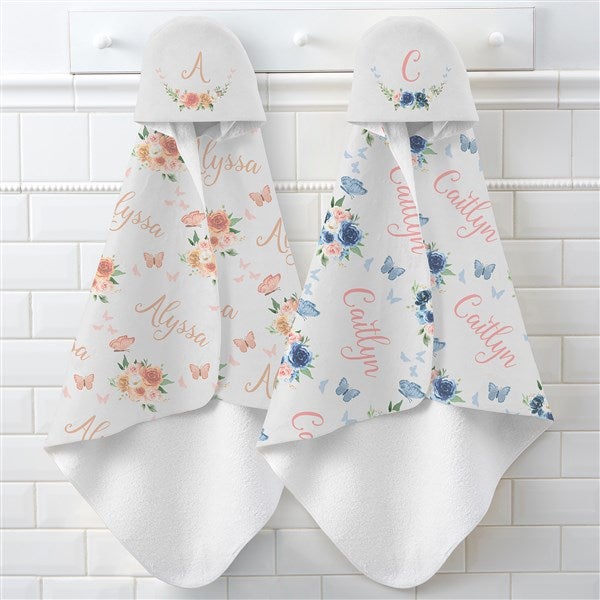 Butterfly Kisses Baby Girl Personalized Baby Hooded Towel - 36899