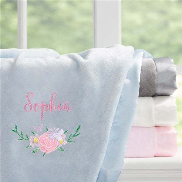 Baby Girl Embroidered Baby Blanket - Butterfly Kisses - 36902