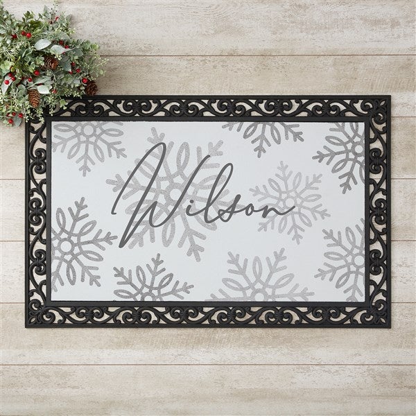 Personalized Doormats - Silver and Gold Snowflakes - 36907