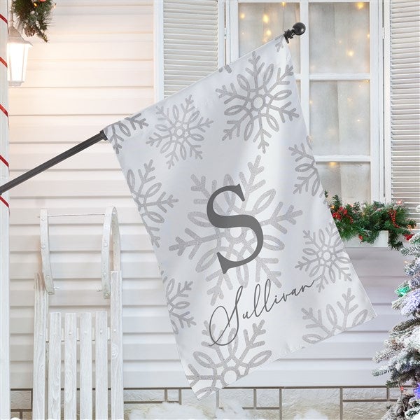 Silver and Gold Snowflake Personalized House Flag - 36912