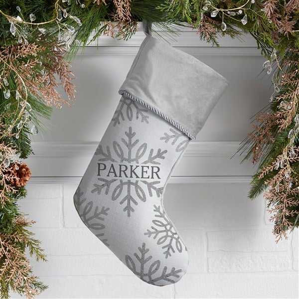 Personalized Christmas Stockings - Silver and Gold Snowflake - 36913