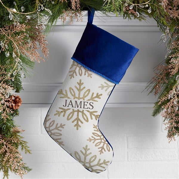 Personalized Christmas Stockings - Silver and Gold Snowflake - 36913