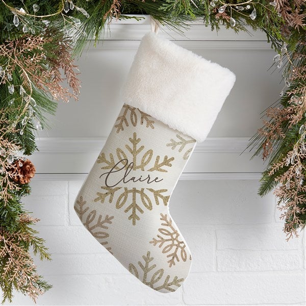 Personalized Christmas Stockings - Silver and Gold Snowflake - 36913