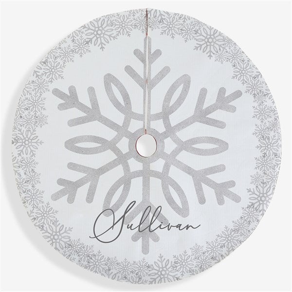 Personalized Silver and Gold Snowflake Christmas Tree Skirt - 36914