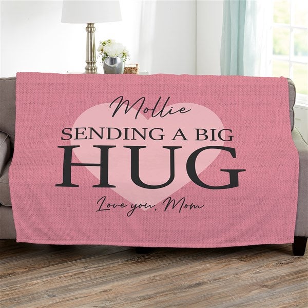 A blanket that wraps Mom up in a hug, personalized gift, send a hug, word  blanket, photo blanket, Mother's Day gift