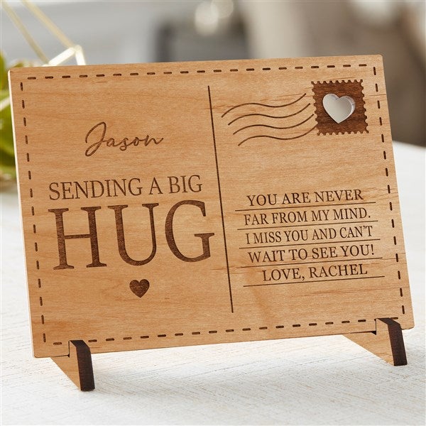 Personalized Wood Postcard - Sending Hugs - 36922