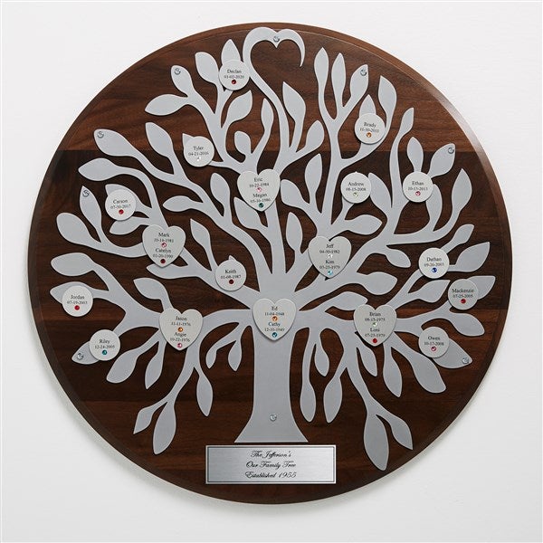 Engraved Family Tree Round Wall Plaque - 36957D