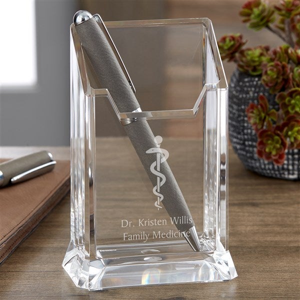 Rod of Asclepius Personalized Acrylic Pen & Pencil Holder  - 36967