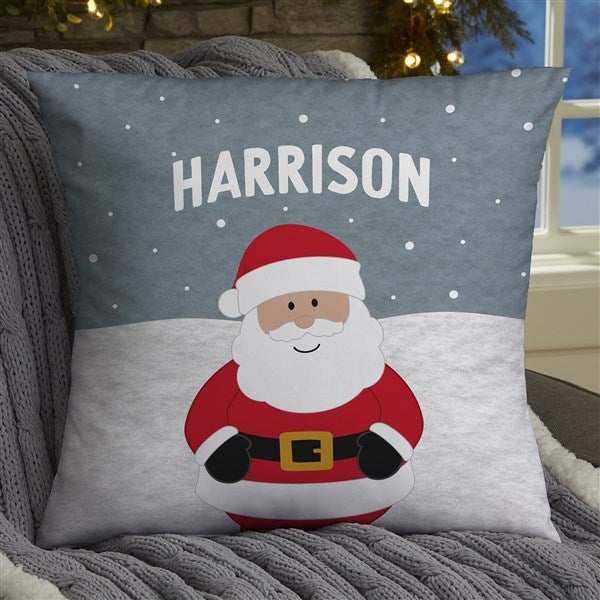 Personalized Christmas Throw Pillow - Santa and Friends - 36978