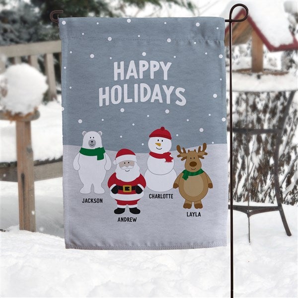 Personalized Garden Flag - Santa and Friends - 36980