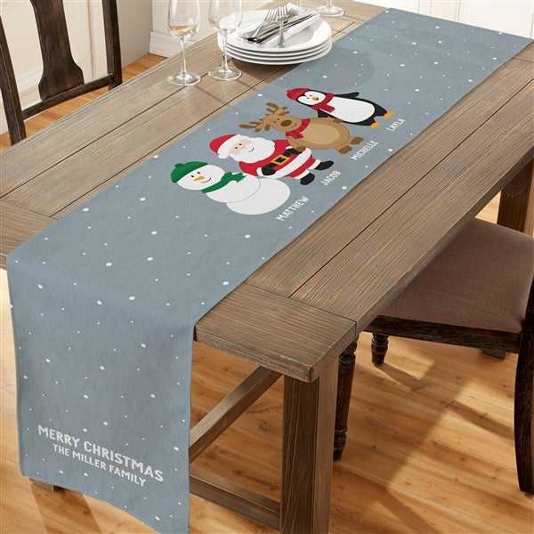 Personalized Christmas Table Runner - Santa and Friends - 36985