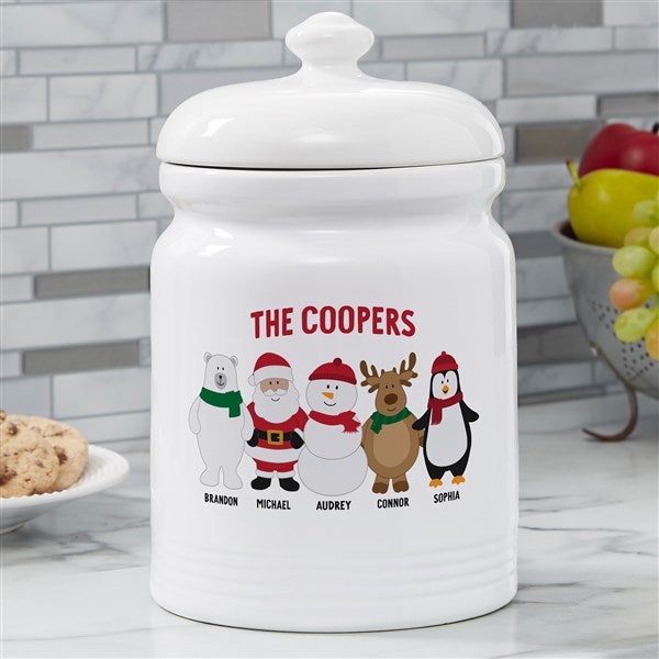 Personalized Christmas Cookie Jar - Santa and Friends - 36986