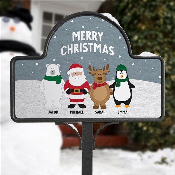 Personalized Magnetic Garden Sign - Santa and Friends - 36987