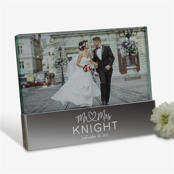 Personalized Anniversary Picture Frame - Infinite Love Engraved Wedding Glass Block Picture Frame - 36993