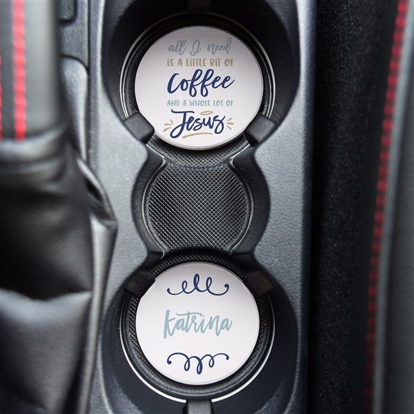 Coffee & Jesus Personalized Car Coaster Set - 37006