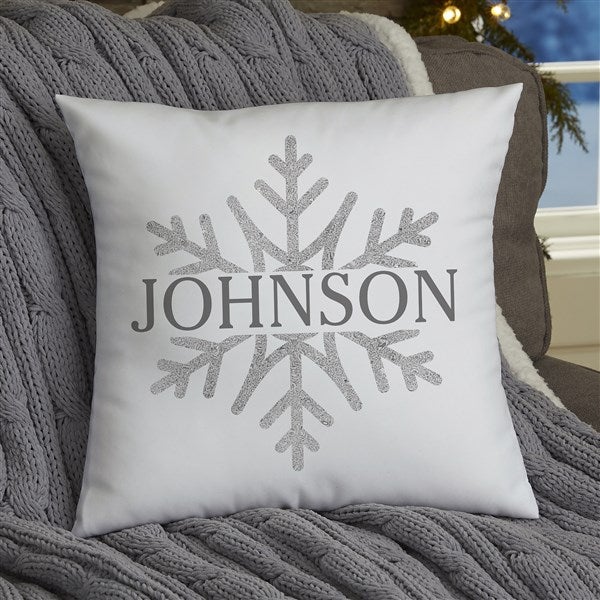 Personalized Throw Pillow - Silver and Gold Snowflakes - 37023