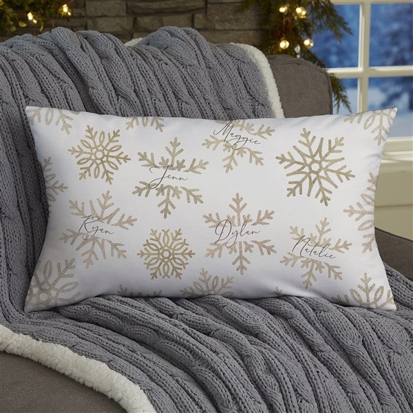 Snowflake Family Personalized Christmas Lumbar Throw Pillow