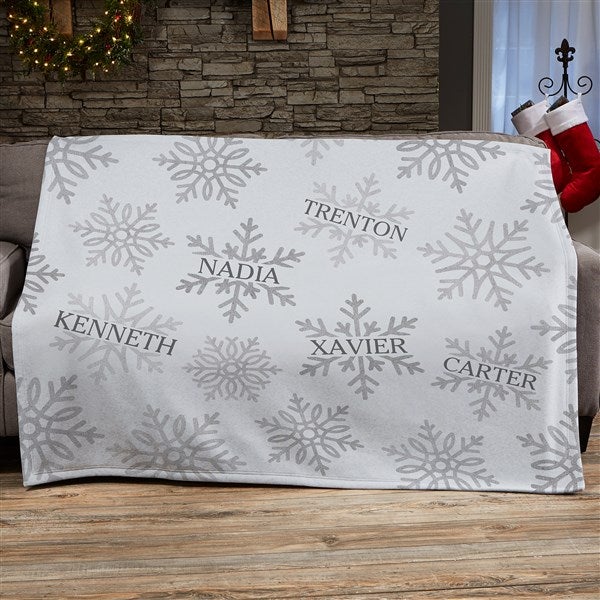 Personalized Blanket - Silver and Gold Snowflakes - 37025