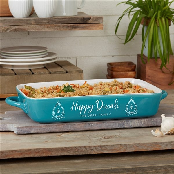 Diwali Personalized Ceramic Casserole Baking Dish  - 37039